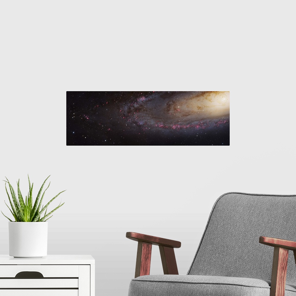 A modern room featuring M31 Andromeda Galaxy Mosaic. This mosaic covers 1/3 of the star forming disk of the Andromeda Gal...