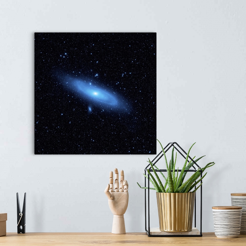 A bohemian room featuring Andromeda galaxys older stellar population in blue