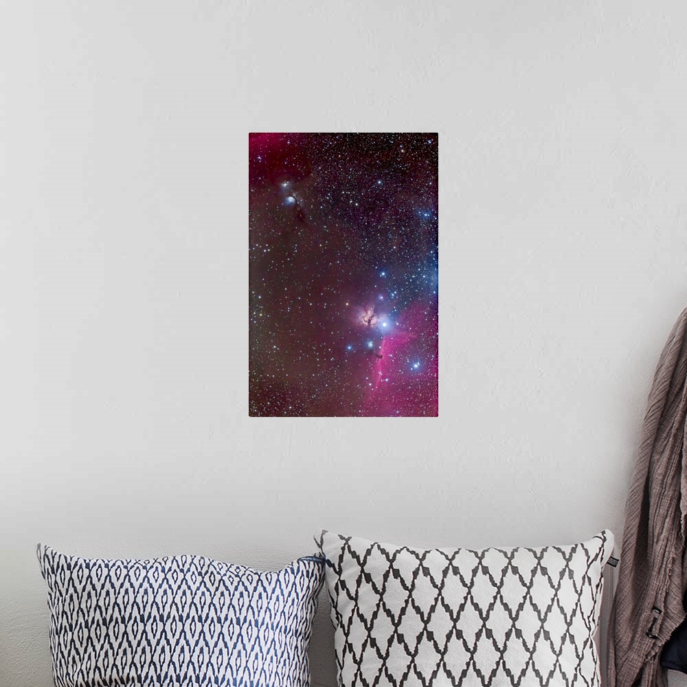 A bohemian room featuring The area around the Belt of Orion, with the Horsehead and Flame Nebulae at bottom flanking the br...