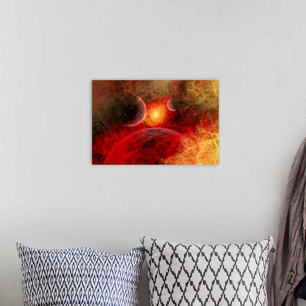 A bohemian room featuring This image is part of a series that illustrates the death of a star and its system of planets as ...
