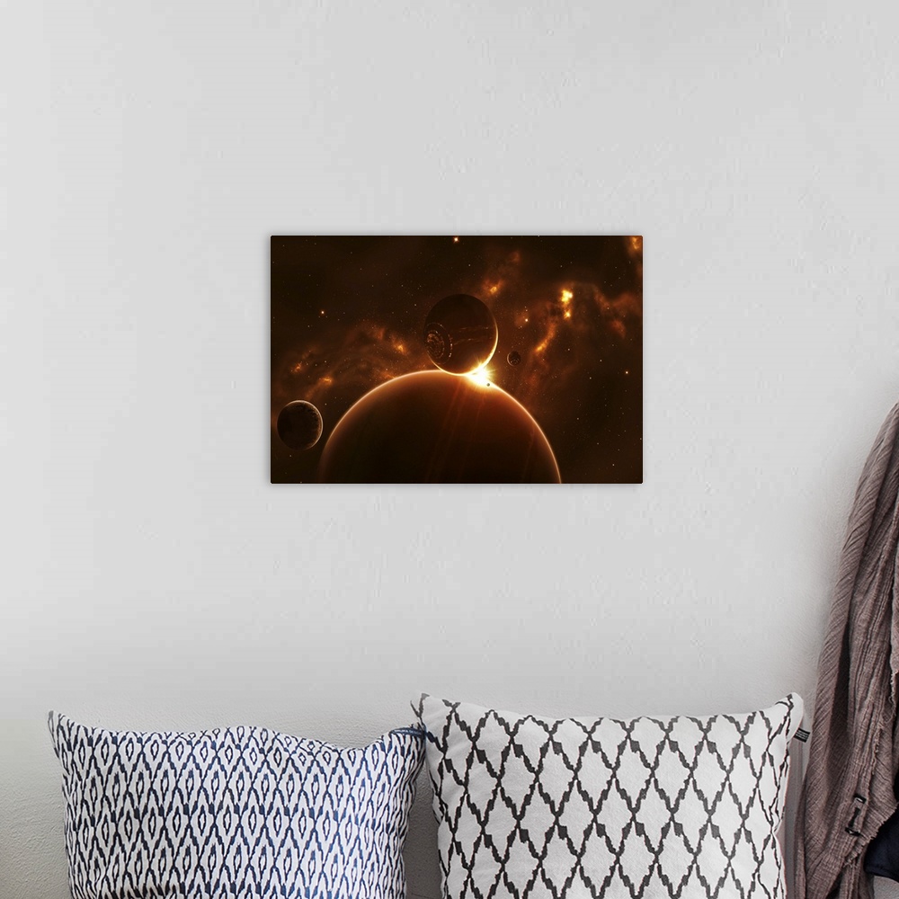 A bohemian room featuring Although the most accepted image of an alien world is a simple planet like our own, it is very po...