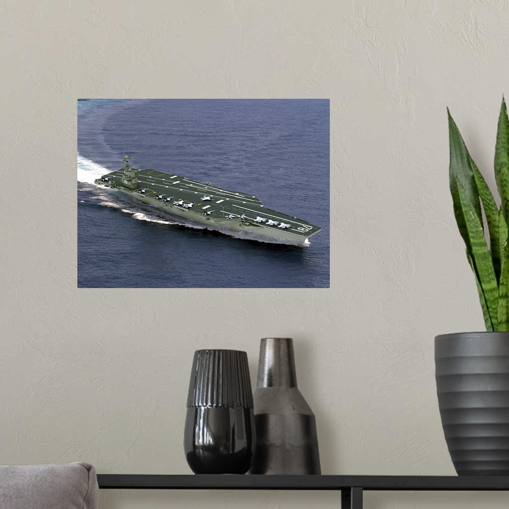 A modern room featuring Artist's concept of CVN21 one of a new class of aircraft carriers