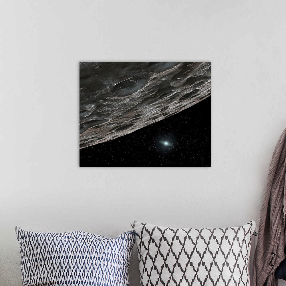 A bohemian room featuring Artists Conception of a Kuiper Belt Object