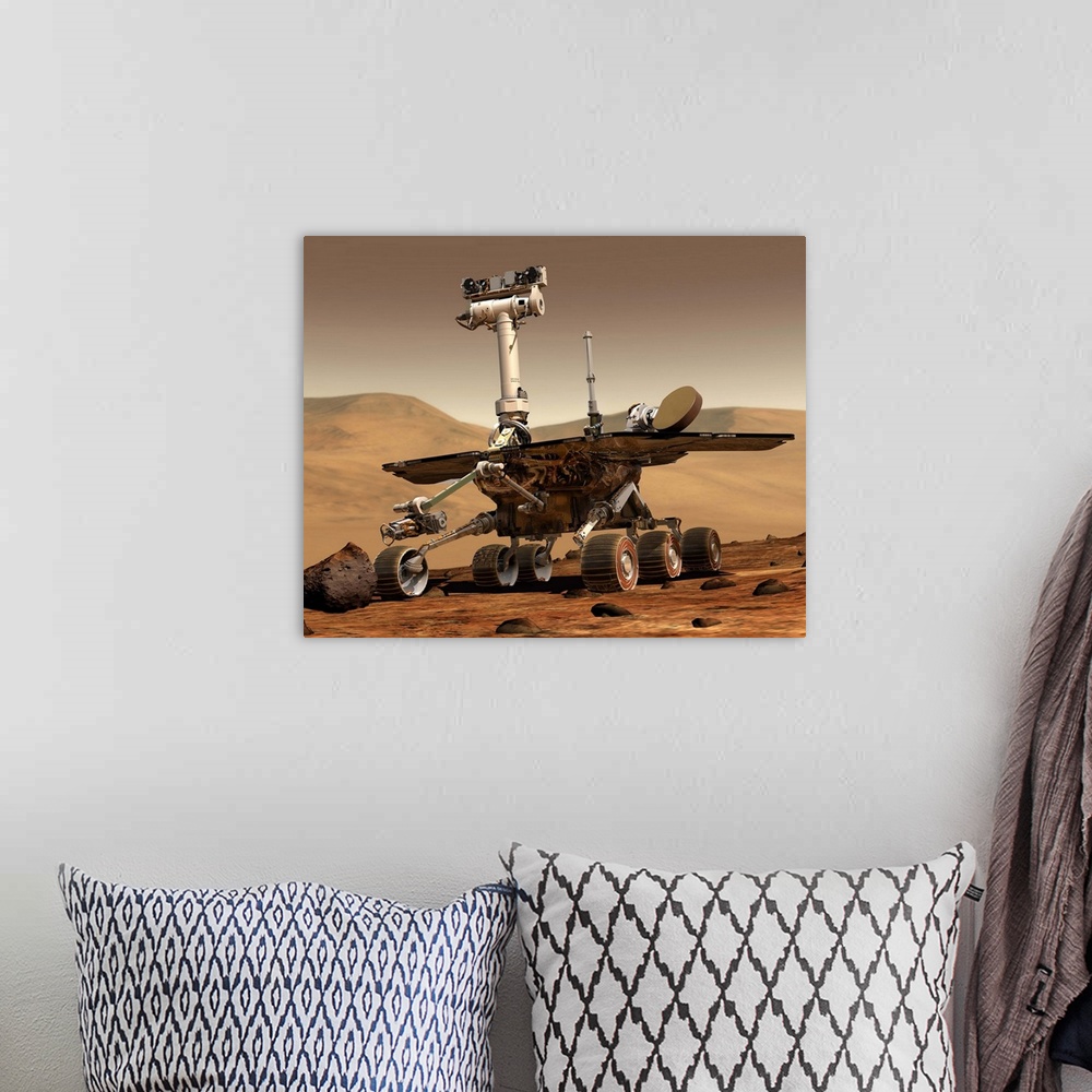 A bohemian room featuring Artists Rendition of Mars Rover