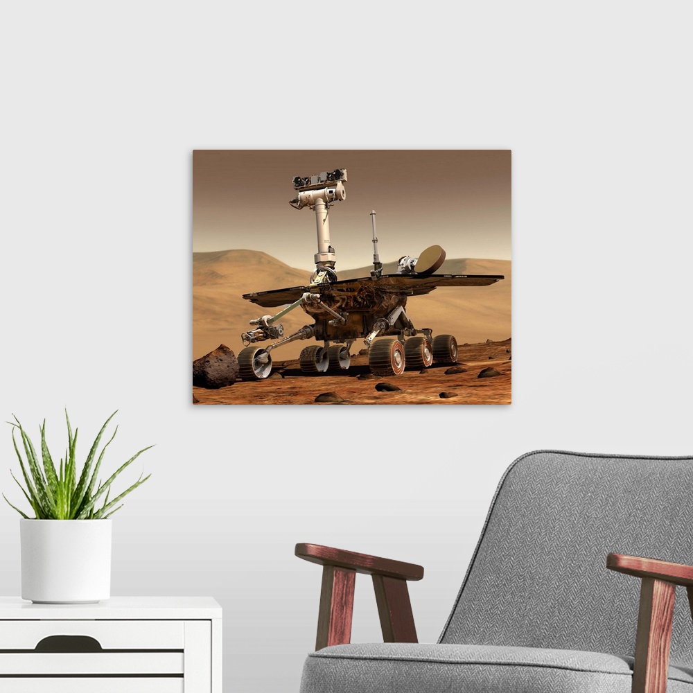 A modern room featuring Artists Rendition of Mars Rover