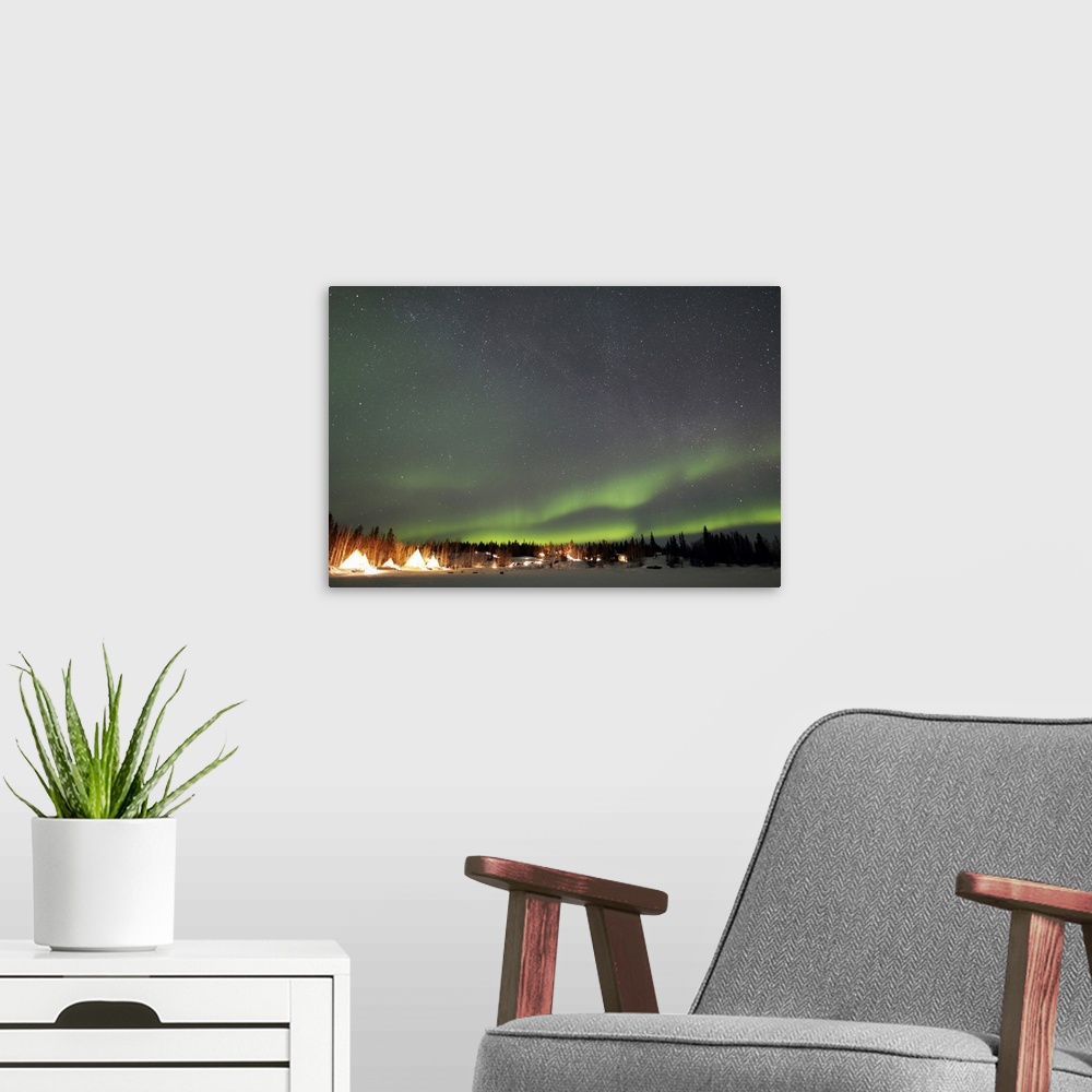 A modern room featuring Aurora and Milky Way Aurora Village Yellowknife Northwest Territories Canada