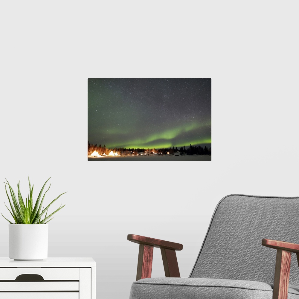 A modern room featuring Aurora and Milky Way Aurora Village Yellowknife Northwest Territories Canada