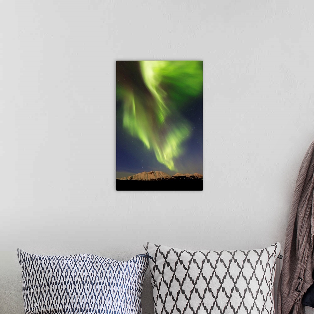 A bohemian room featuring Aurora borealis over Emerald Lake, Carcross, Yukon, Canada.