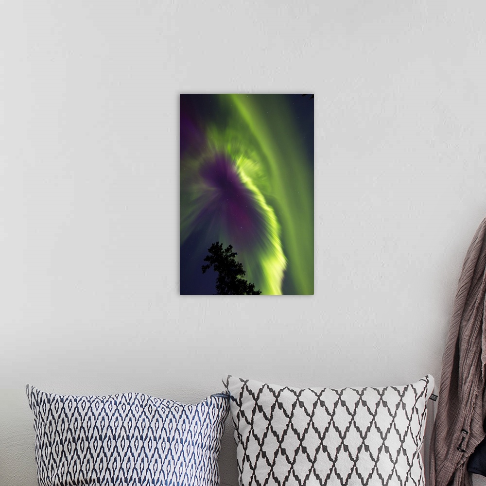 A bohemian room featuring Aurora borealis, Whitehorse, Yukon, Canada.