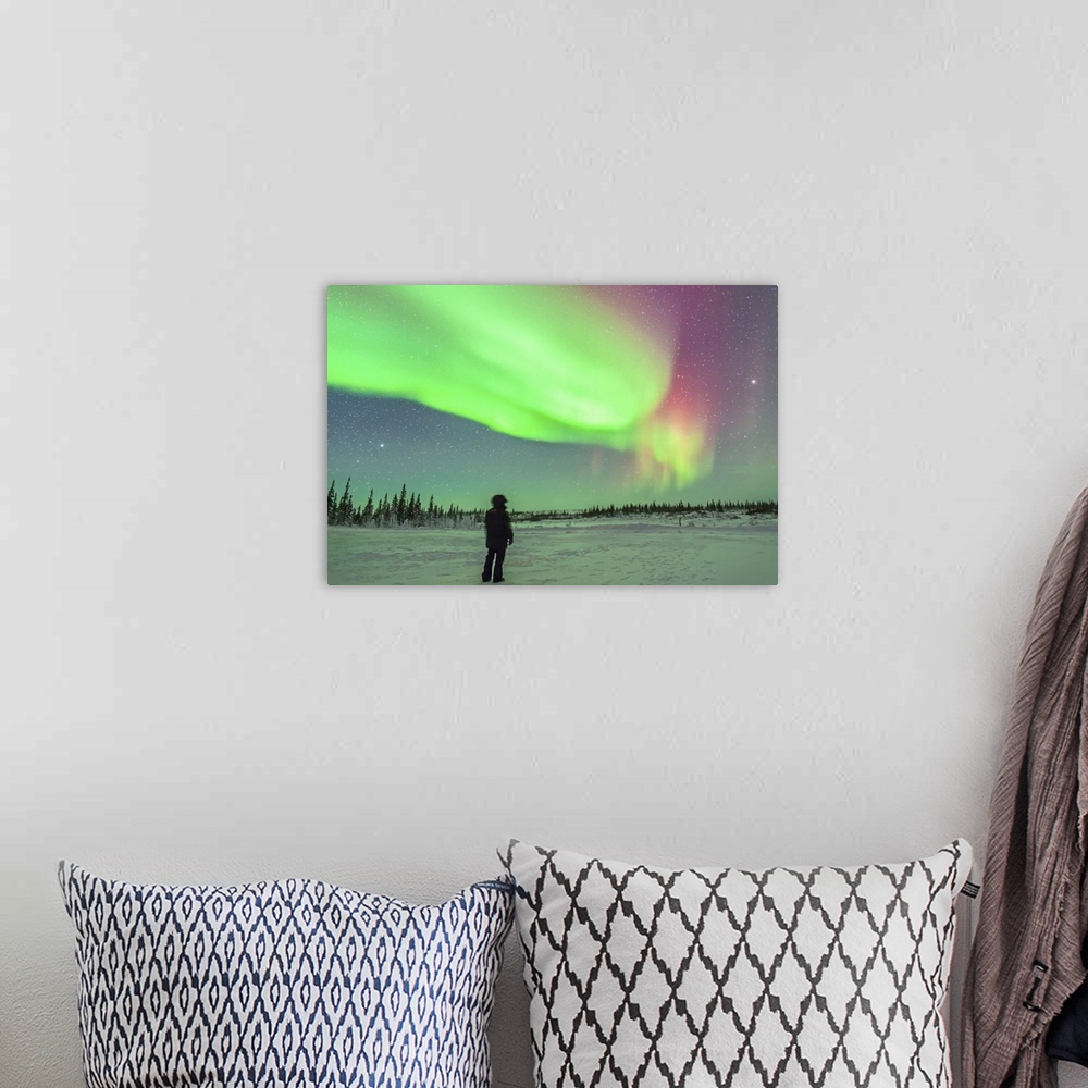 A bohemian room featuring The aurora borealis of February 3-4, 2014 seen from Churchill, Manitoba, Canada. Vega is setting ...
