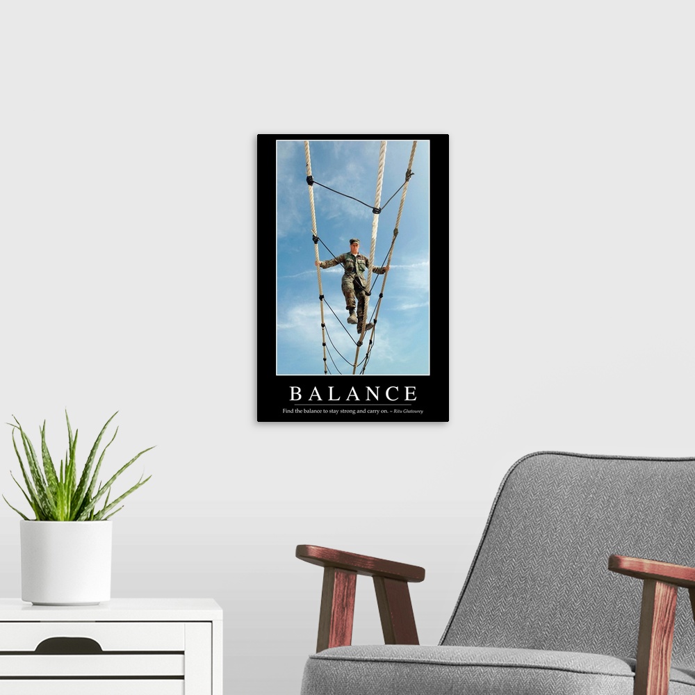A modern room featuring Balance: Inspirational Quote and Motivational Poster
