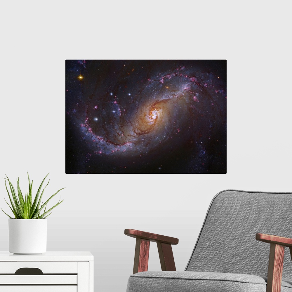 A modern room featuring NGC 1672 is a prototypical barred spiral galaxy in the constellation Dorado, and differs from nor...