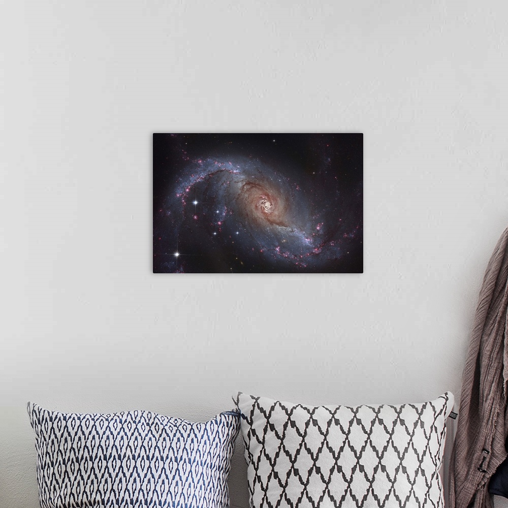 A bohemian room featuring Barred spiral galaxy NGC 1672 in the constellation Dorado.