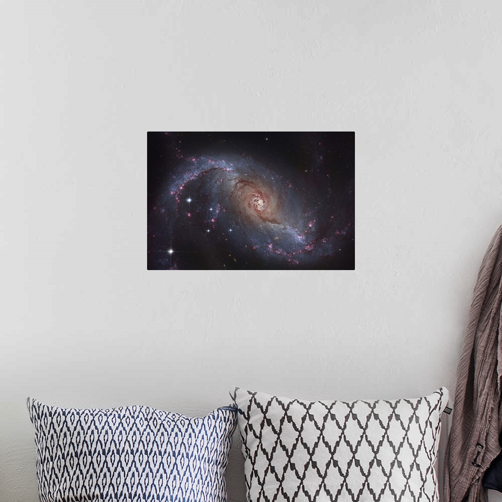 A bohemian room featuring Barred spiral galaxy NGC 1672 in the constellation Dorado.