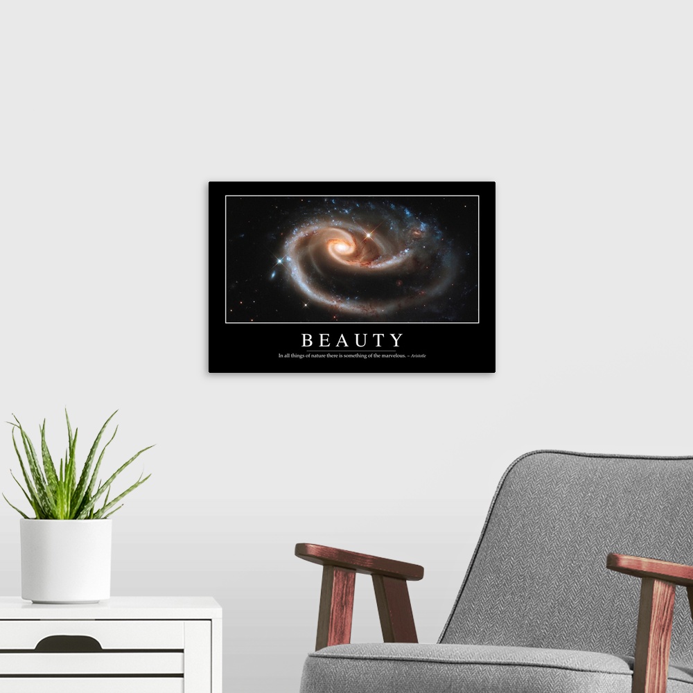A modern room featuring Beauty: Inspirational Quote and Motivational Poster