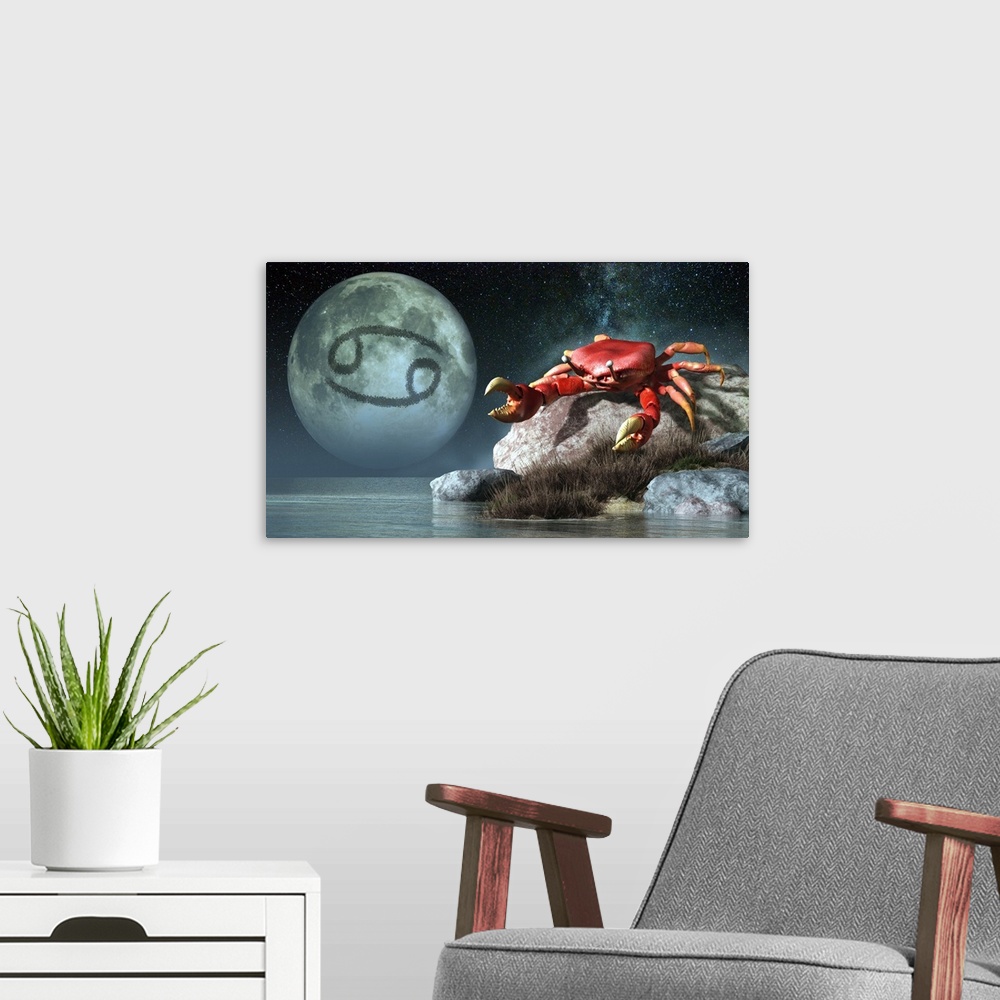 A modern room featuring Cancer is the fourth astrological sign of the Zodiac. Its symbol is the crab.