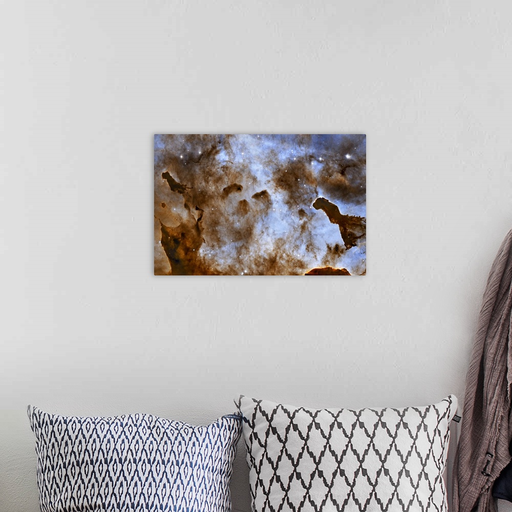 A bohemian room featuring One light-year tall star-forming pillars of cold hydrogen and dust located in the Carina Nebula. ...