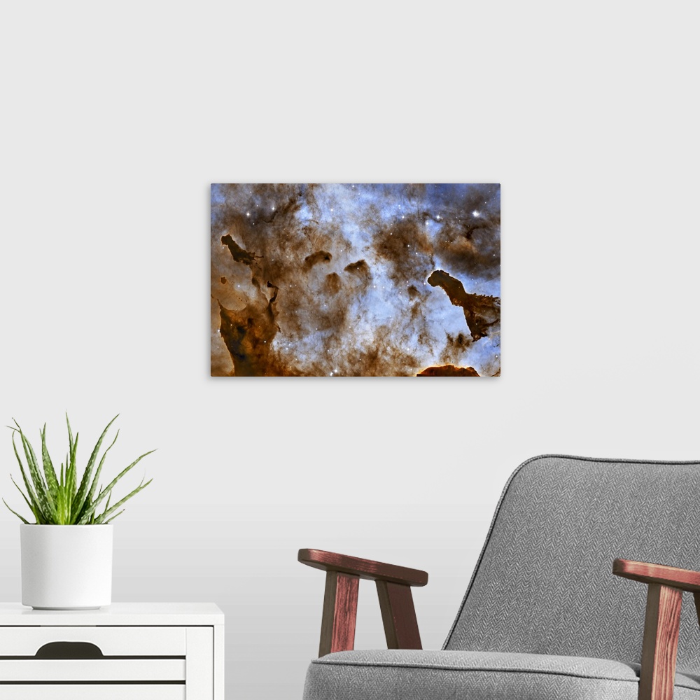 A modern room featuring One light-year tall star-forming pillars of cold hydrogen and dust located in the Carina Nebula. ...