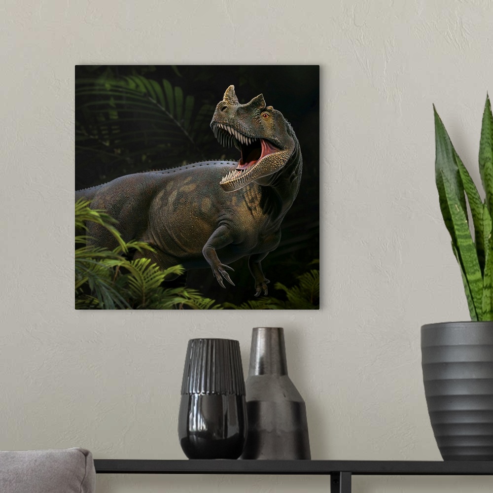 A modern room featuring Ceratosaurus was a carnivorous theropod dinosaur in the Late Jurassic period.