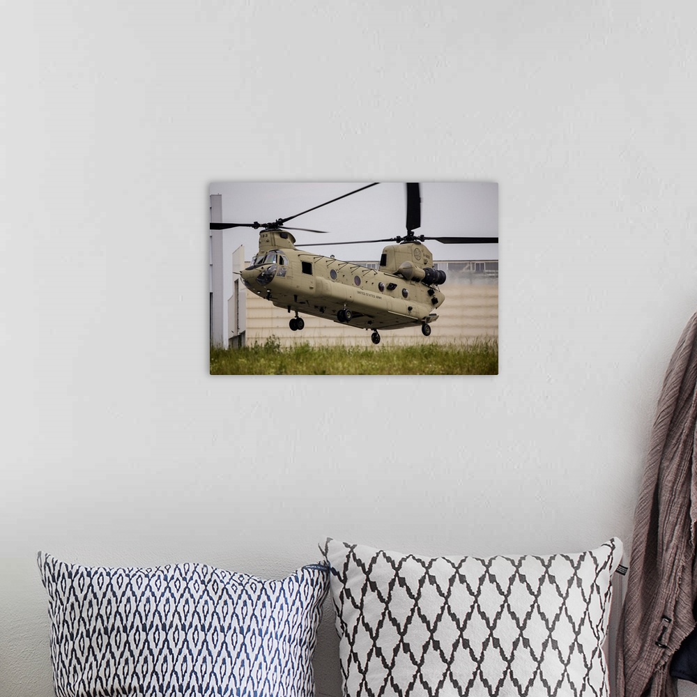 A bohemian room featuring CH-47F of the U.S. Army Europe taking off, Dresden, Germany.