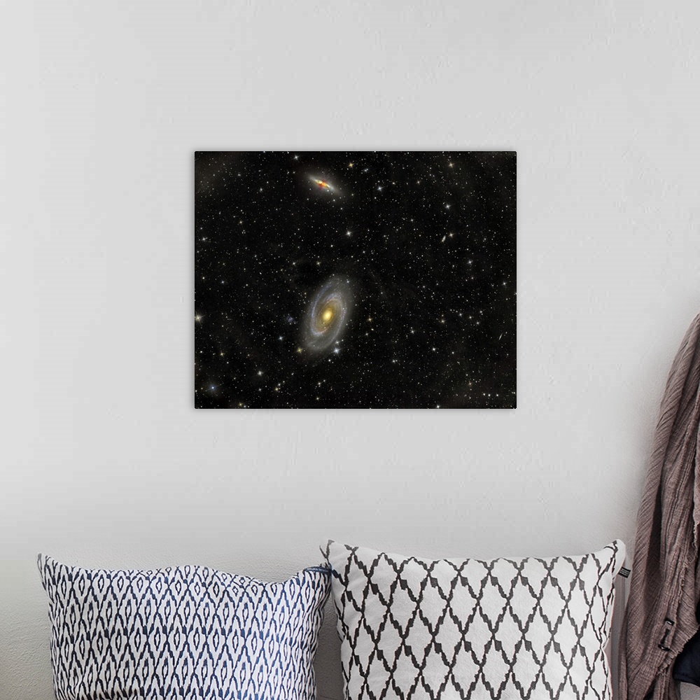 A bohemian room featuring Cigar Galaxy and Bode's Galaxy in the constellation Ursa Major.