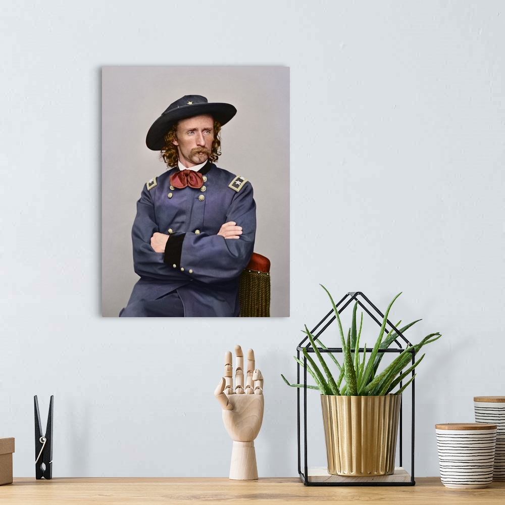 A bohemian room featuring Civil War portrait of Major General George Armstrong Custer.