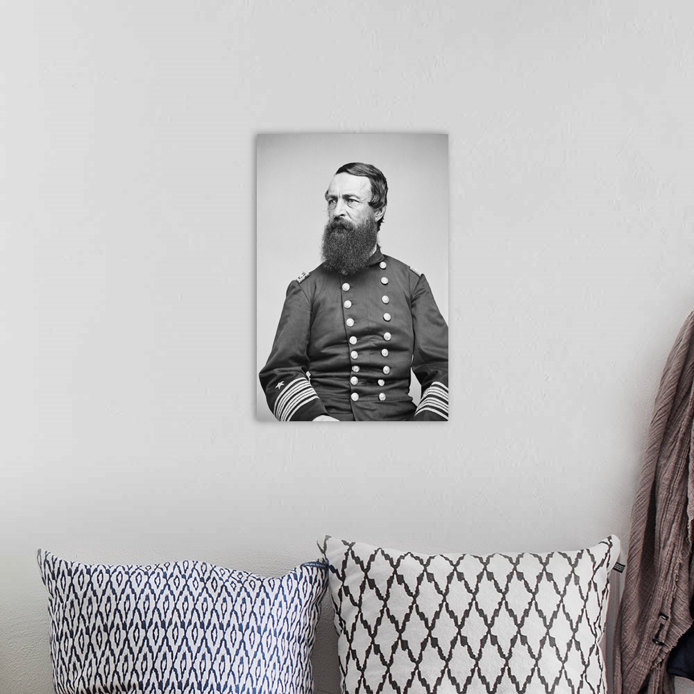 A bohemian room featuring Civil War portrait of Union Rear Admiral David Dixon Porter.
