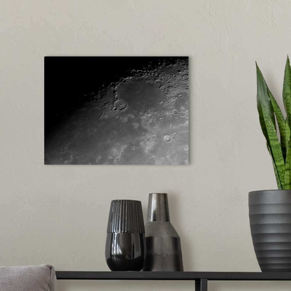 A modern room featuring Close-up detail view of the moon.