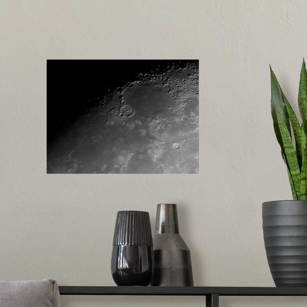 A modern room featuring Close-up detail view of the moon.