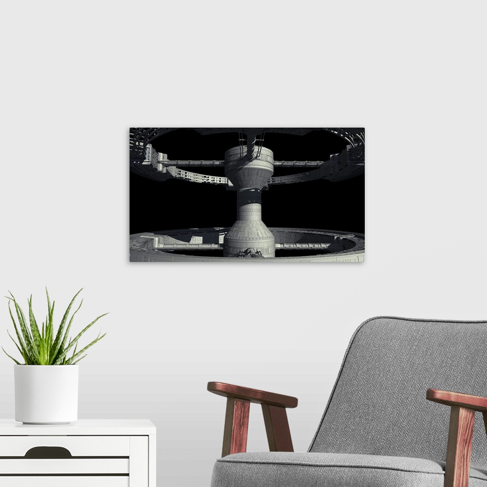 A modern room featuring Close-up of space station from 2001: A Space Odyssey.