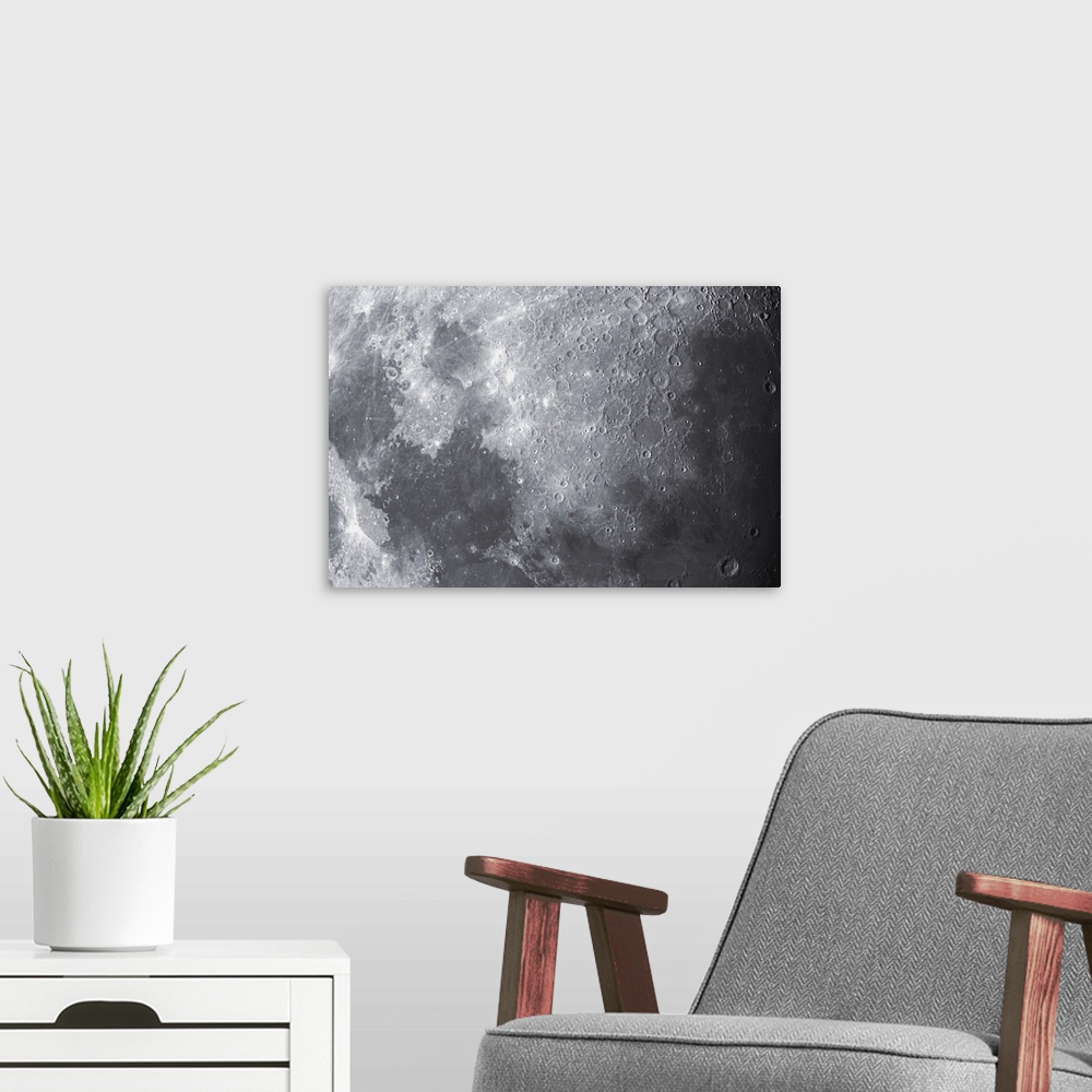 A modern room featuring Close up view of the Moon