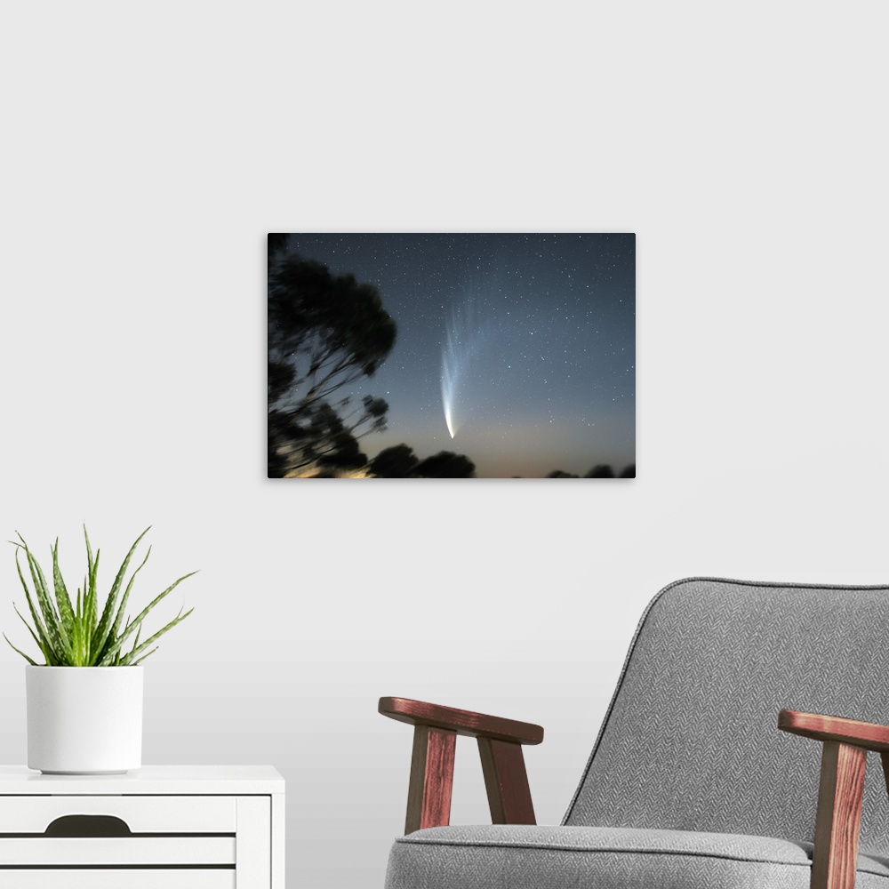 A modern room featuring Comet McNaught P1 in the sky over Victoria, Australia.