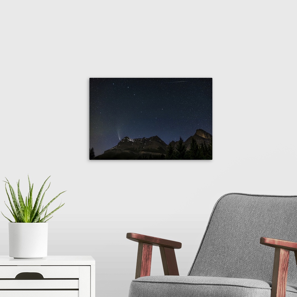 A modern room featuring July 26, 2020 - Comet NEOWISE (C/2020 F3) from Saskatchewan River Crossing in Banff National Park...