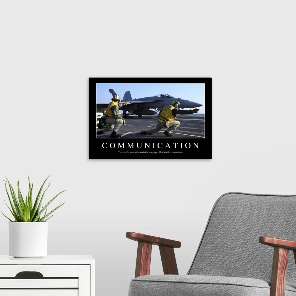 A modern room featuring Communication: Inspirational Quote and Motivational Poster