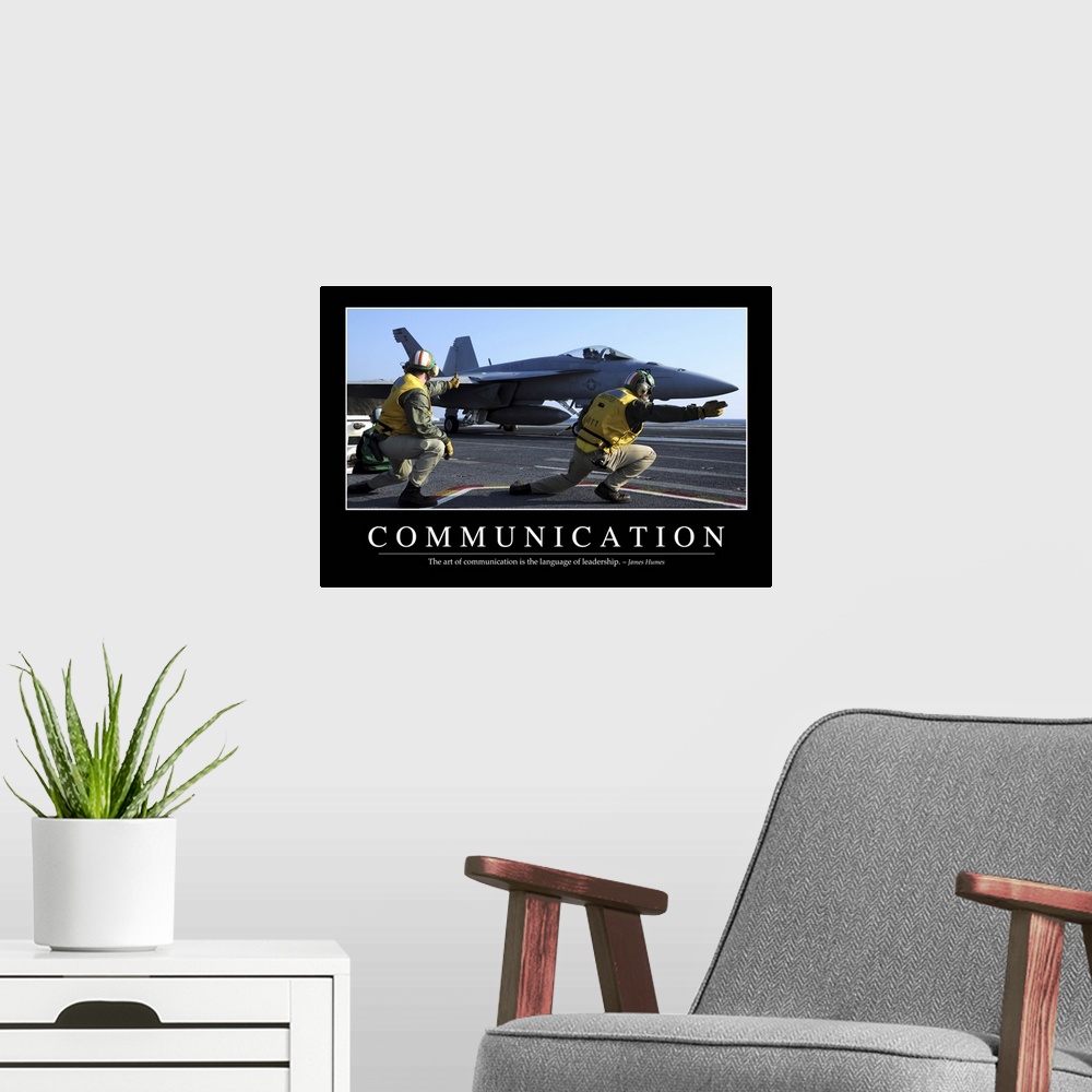 A modern room featuring Communication: Inspirational Quote and Motivational Poster