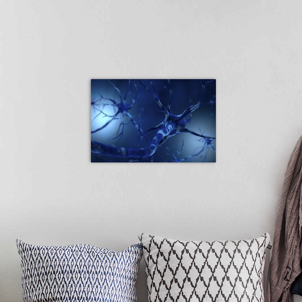 A bohemian room featuring Conceptual image of neuron.