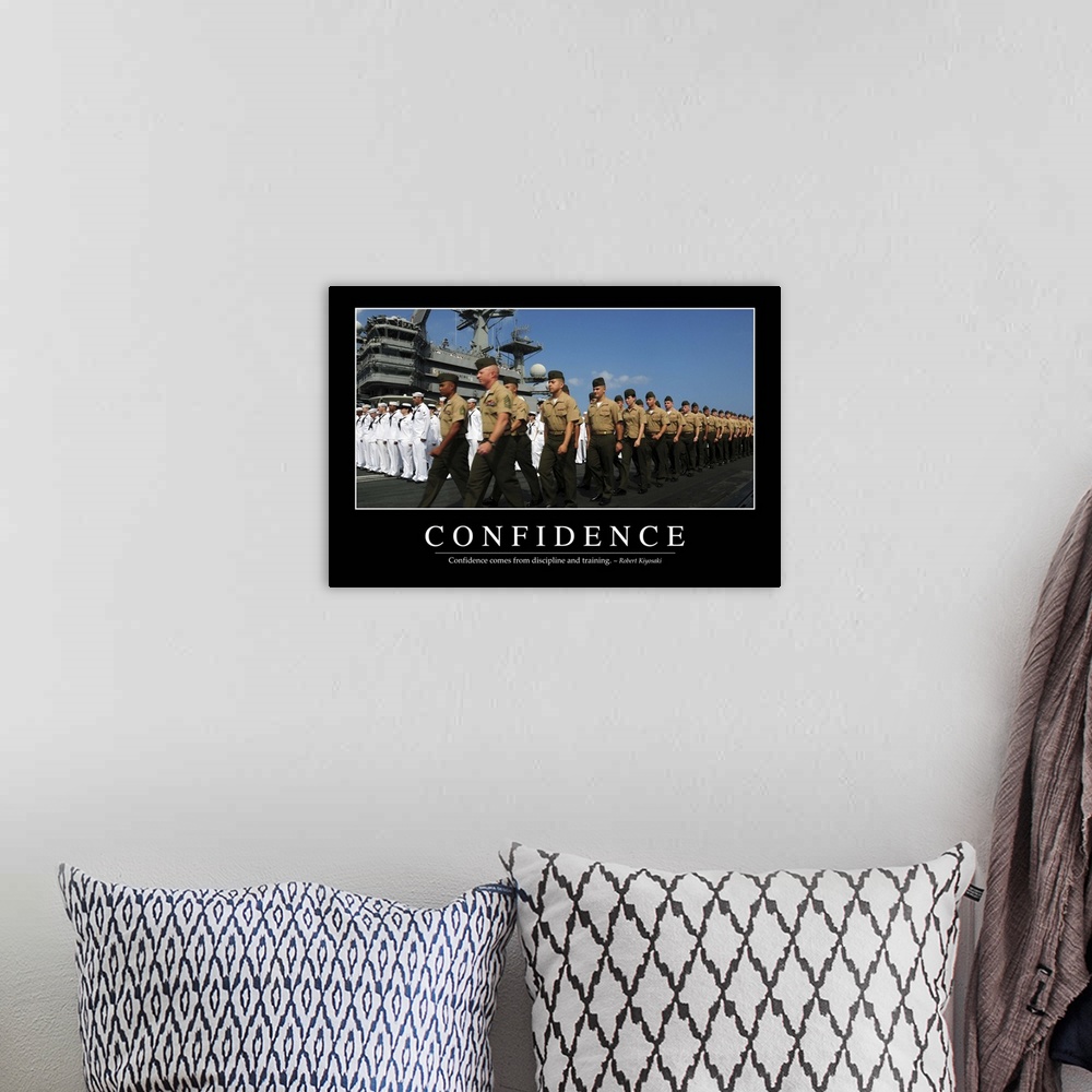 A bohemian room featuring Confidence: Inspirational Quote and Motivational Poster