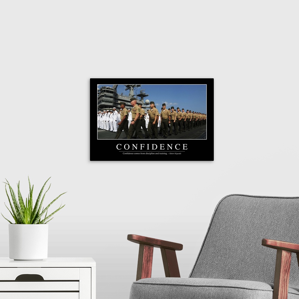 A modern room featuring Confidence: Inspirational Quote and Motivational Poster