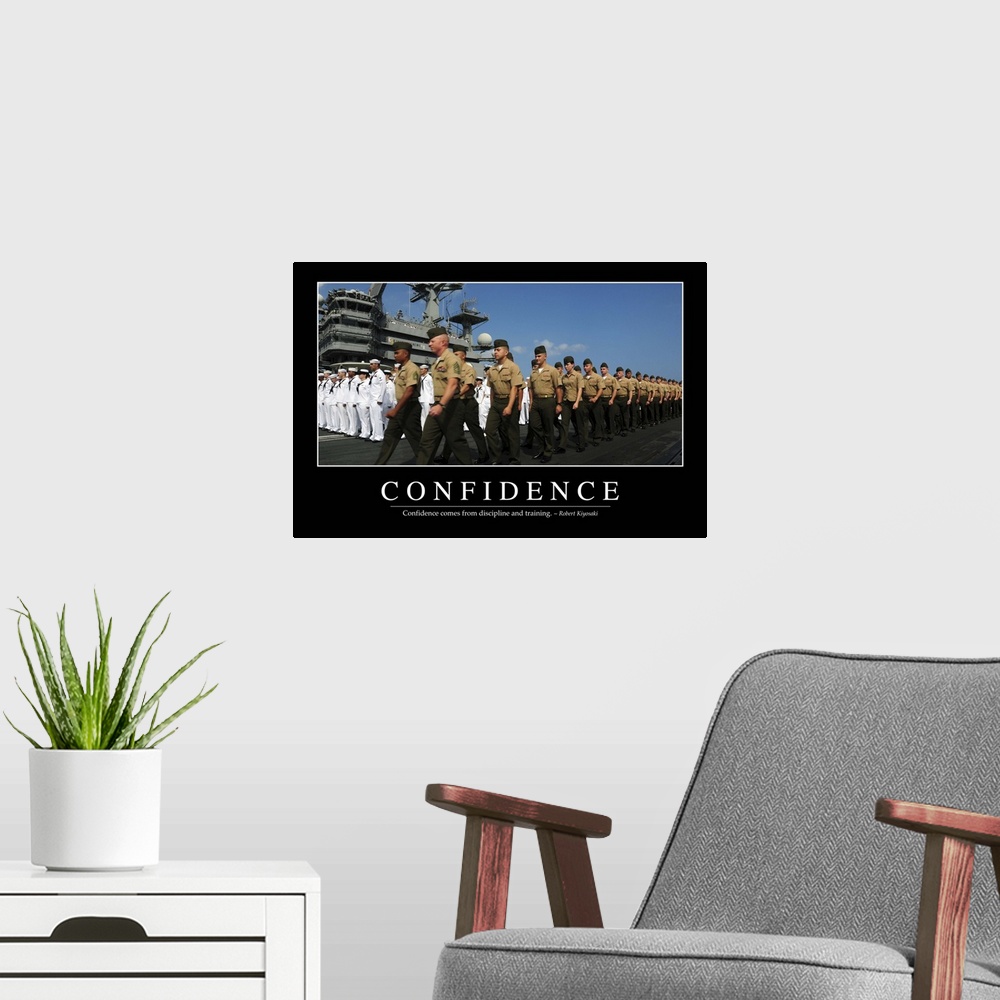 A modern room featuring Confidence: Inspirational Quote and Motivational Poster