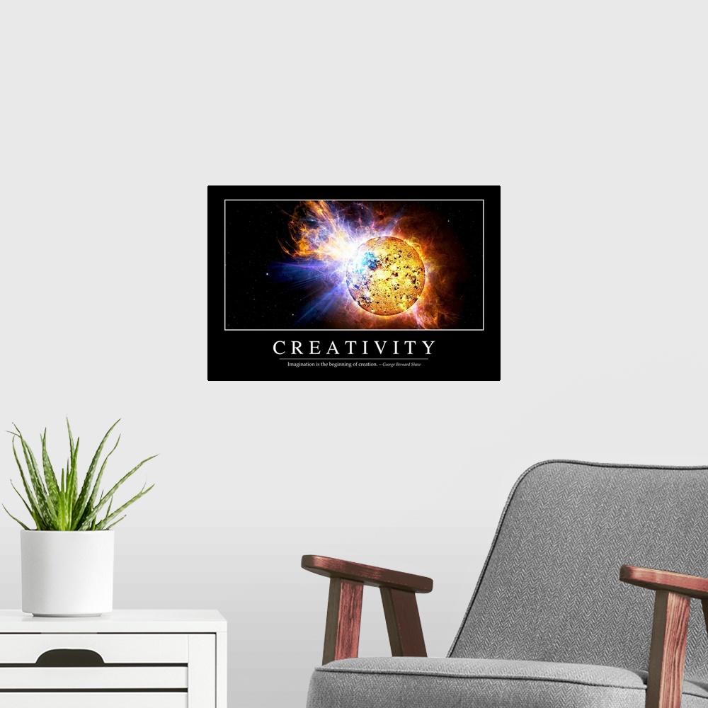 A modern room featuring Creativity: Inspirational Quote and Motivational Poster