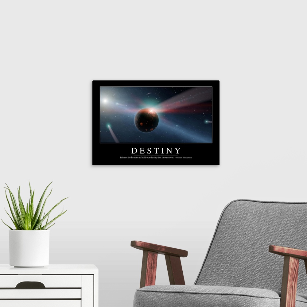 A modern room featuring Destiny: Inspirational Quote and Motivational Poster