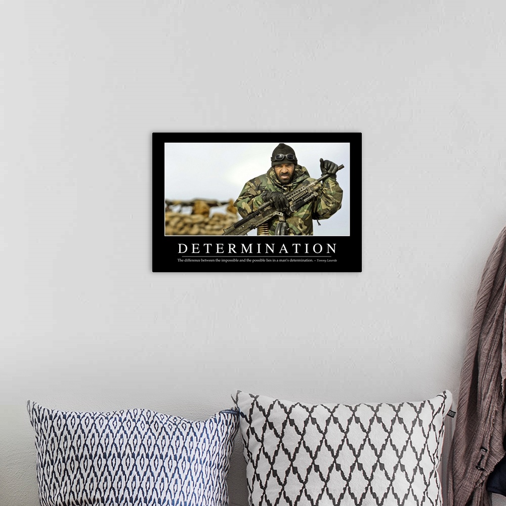 A bohemian room featuring Determination: Inspirational Quote and Motivational Poster