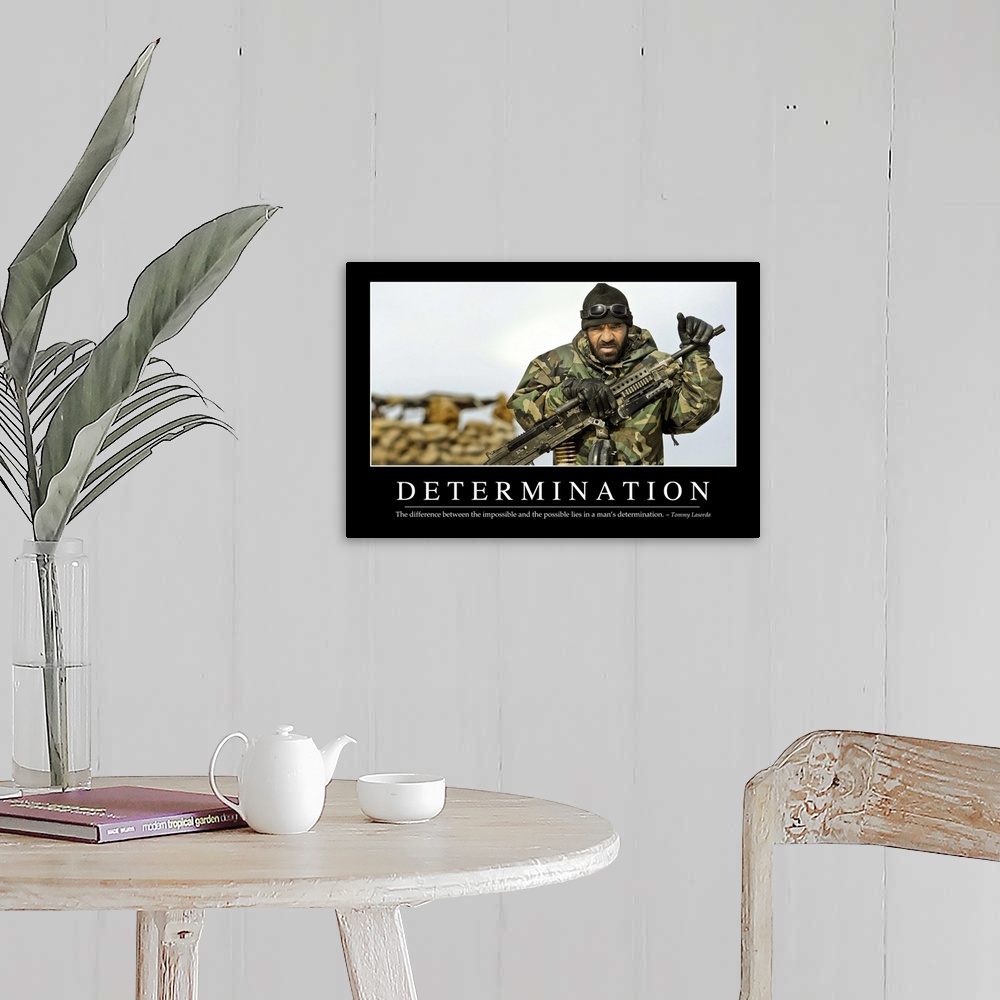 A farmhouse room featuring Determination: Inspirational Quote and Motivational Poster