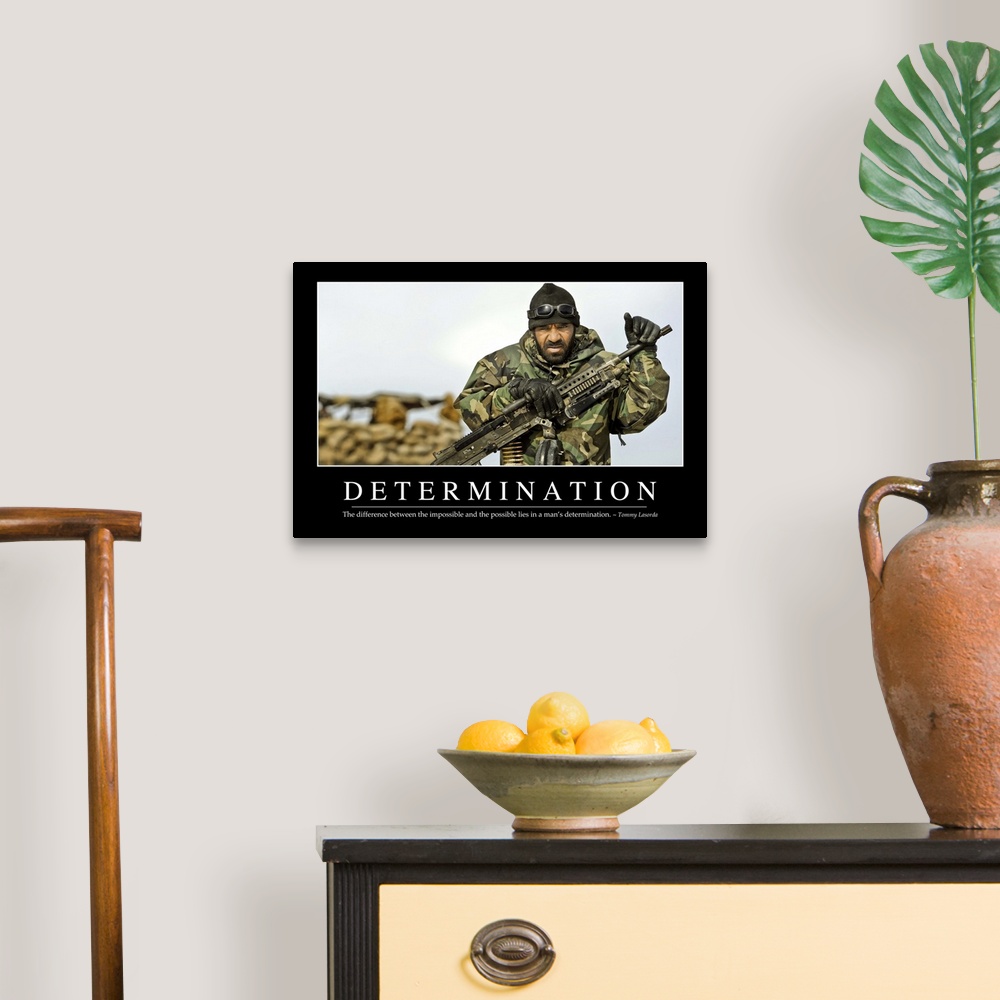 A traditional room featuring Determination: Inspirational Quote and Motivational Poster