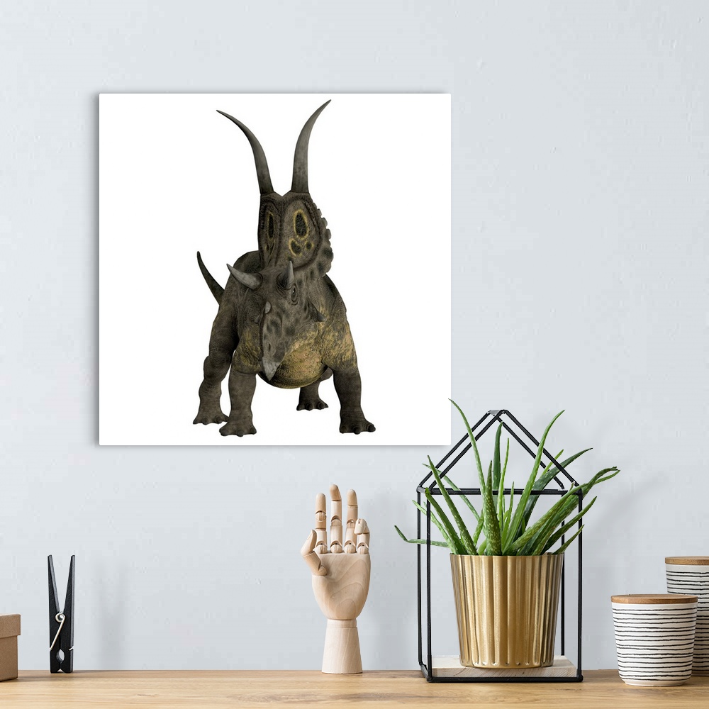 A bohemian room featuring Diabloceratops was a herbivorous dinosaur that lived in the Cretaceous Period of Utah, North Amer...