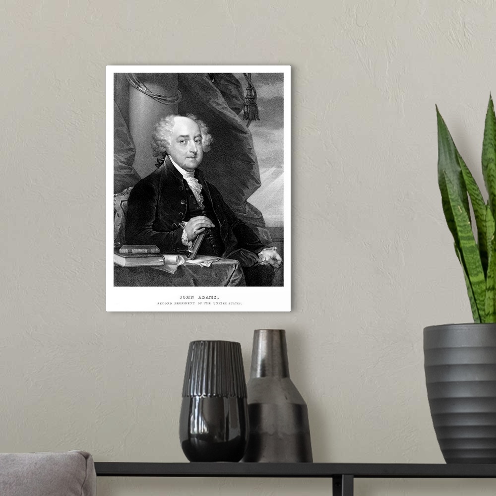A modern room featuring Digitally restored print of John Adams. John Adams was an American Founding Father, Continental C...