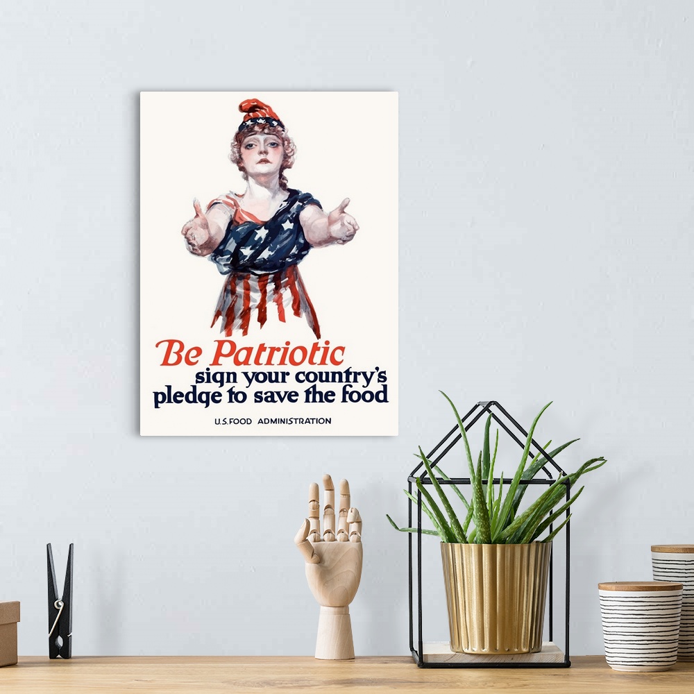 A bohemian room featuring Digitally restored vector war propaganda poster. This vintage World War One poster features Colum...