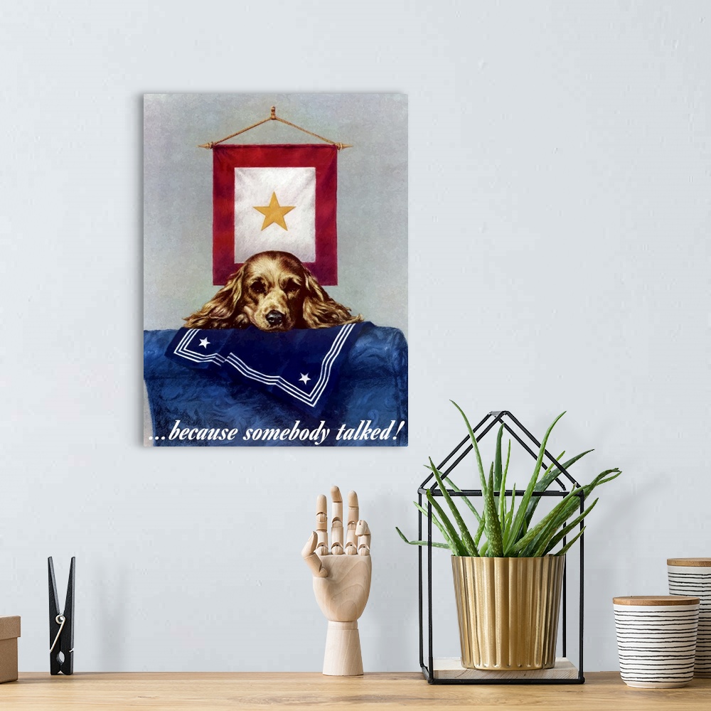 A bohemian room featuring Digitally restored vector war propaganda poster. This vintage World War Two poster features a gol...