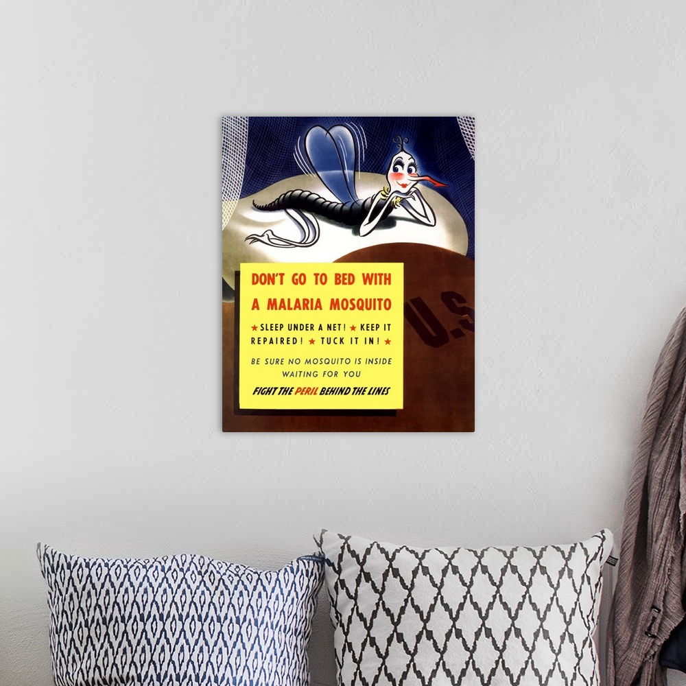 A bohemian room featuring Digitally restored vector war propaganda poster. This vintage World War Two poster features a gia...