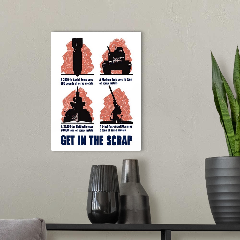 A modern room featuring Digitally restored vector war propaganda poster. This vintage World War Two poster features a bom...